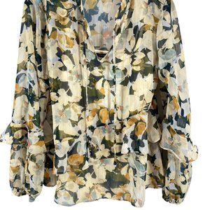 ZAC & RACHEL Floral Blouse with Gold Metallic Threading
